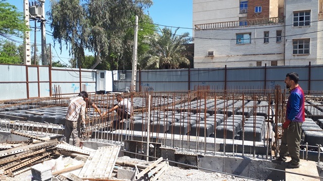 اجرای سقف وافل با مصالح اهواز به مدیریت مهندس حسن آباد 